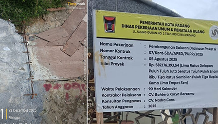 Diduga Sarat Permainan, Bau Korupsi Menyengat di Proyek Drainase Paket 6 Padang Barat