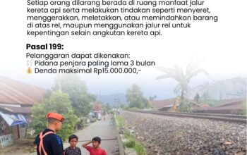 KAI Divre II Sumbar Ingatkan Risiko Besar Aktivitas di Jalur Kereta Api