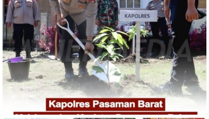 Aksi Nyata Kapolres Pasaman Barat AKBP Agung Tribawanto Hijaukan Sekolah Lewat Penanaman Pohon