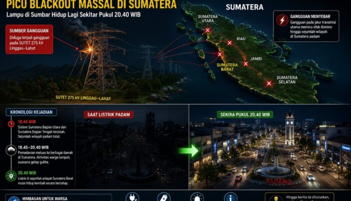 SUTET Linggau–Lahat Diduga Jadi Biang Kerok Padam Massal Se-Sumatera, Warga Sumbar Sempat Panik Dua Jam Dalam Gelap