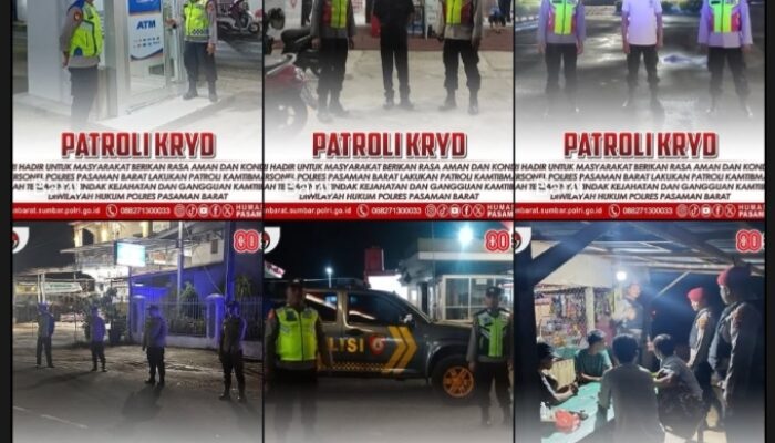 Polres Pasaman Barat Intensifkan Patroli KRYD, Ciptakan Situasi Kamtibmas yang Aman dan Kondusif