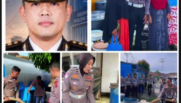 Melihat Kesulitan Warga Kuranji Mendapat Air Bersih, Ditlantas Polda Sumbar Bergerak Cepat Berikan Bantuan