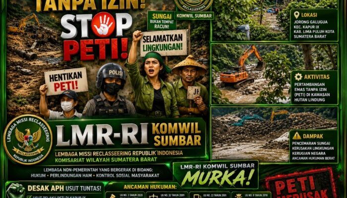 LMR-RI Komwil Sumbar Geram, Praktik Tambang Emas Ilegal di Galugua Diduga Berlangsung Lama dan Merusak Sungai Kampar