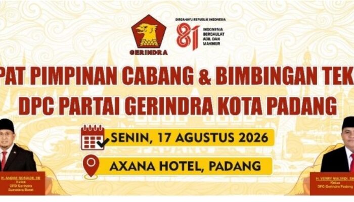 Ketua Ranting Lubuk Begalung Nan XX, Rahmat Hidayat A.Md.T (Rai Chaniago), Dipercaya Nakhodai Rapimcab Partai Gerindra Padang