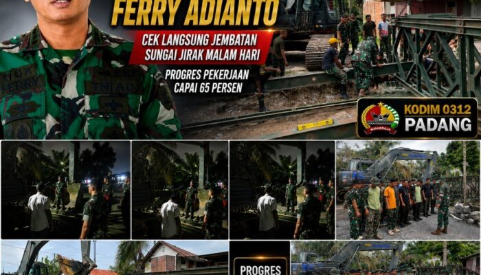Dandim 0312/Padang Kolonel Inf. Ferry Adianto Pastikan Pengerjaan Jembatan Sungai Jirak Berlanjut