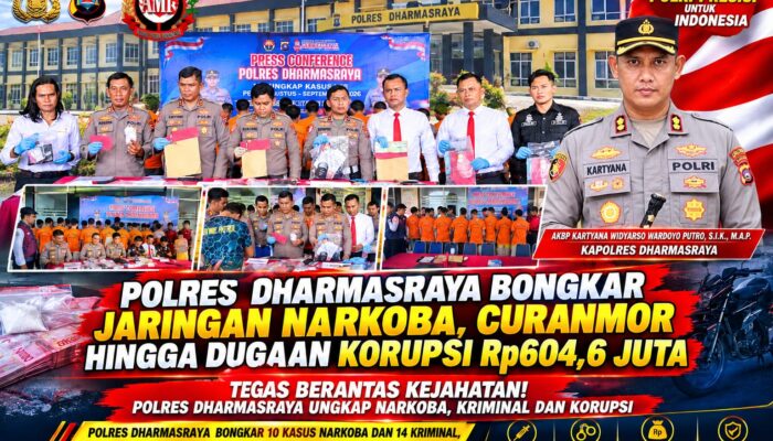 Polres Dharmasraya Bongkar 10 Kasus Narkoba dan 14 Kriminal, Korupsi Rugikan Negara Rp604,6 Juta